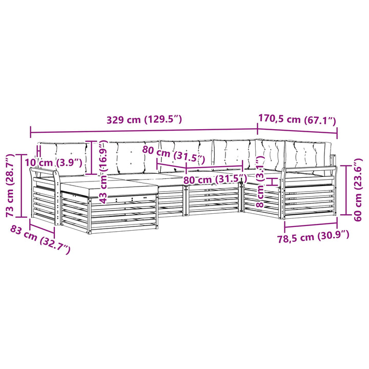 Udendørs sofagruppe 6 pcs Hvid og cremefarvet