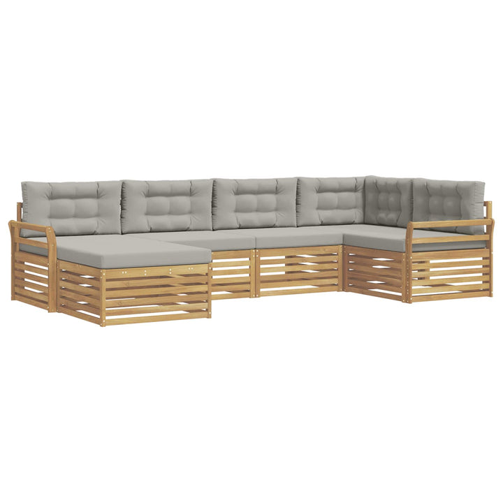 Udendørs sofagruppe 6 pcs Hvid og lysegrå 329 x 170,5 x 73 cm