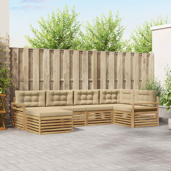 Udendørs sofagruppe 6 pcs Hvid og Beige 329 x 170,5 x 73 cm