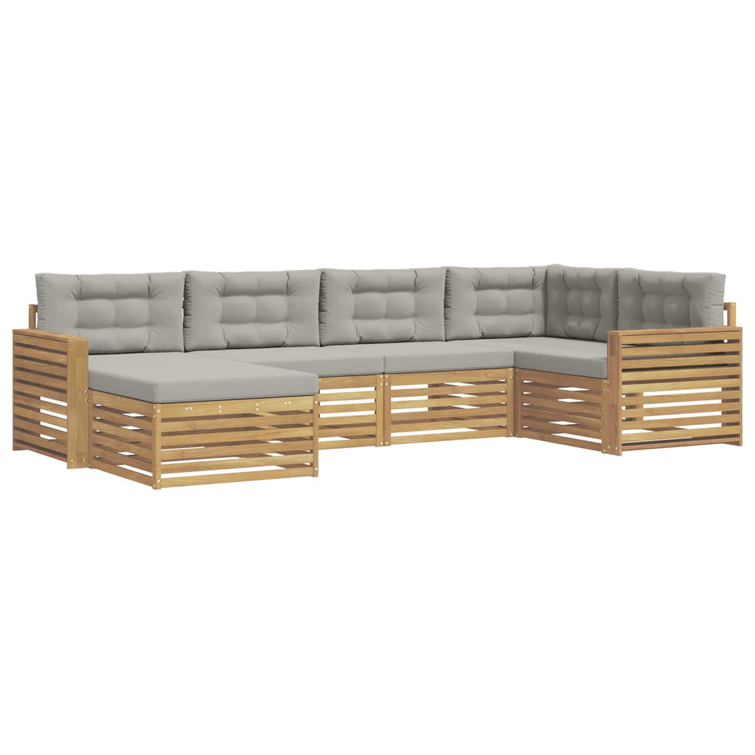 Udendørs sofagruppe 6 pcs Hvid og lysegrå 331 x 172,5 x 73 cm