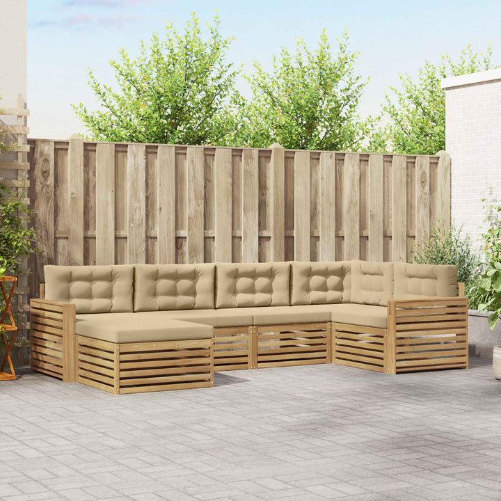 Udendørs sofagruppe 6 pcs Hvid og Beige 331 x 172,5 x 73 cm