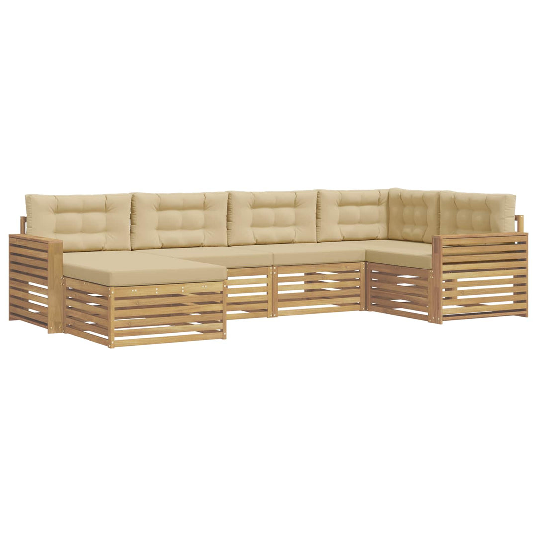 Udendørs sofagruppe 6 pcs Hvid og Beige 331 x 172,5 x 73 cm