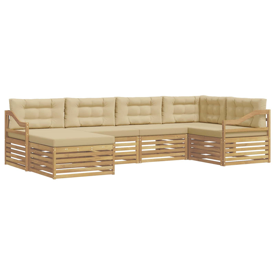 Udendørs sofagruppe 6 stk. Hvid og Beige Polyester