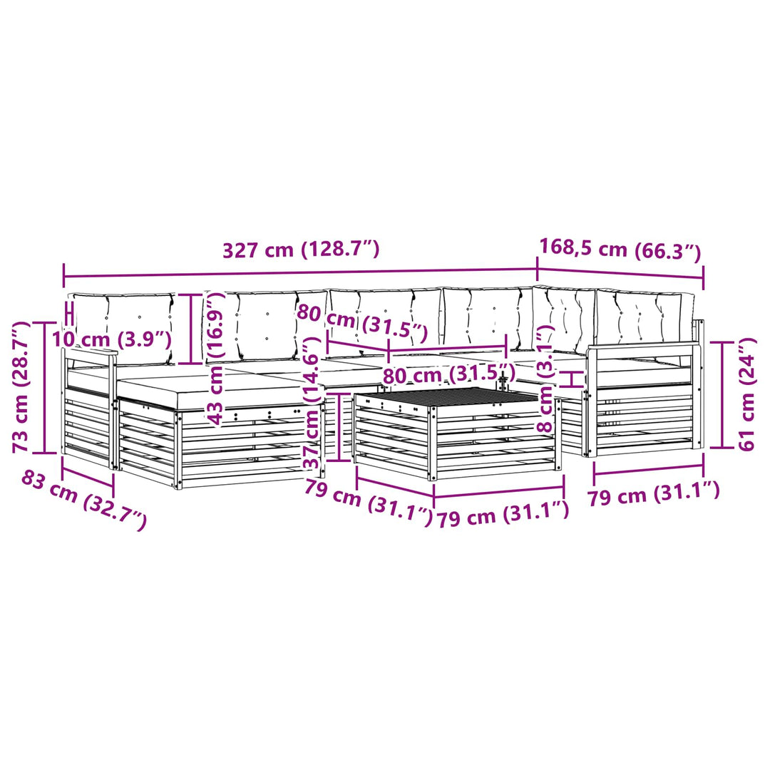 Udendørs sofagruppe 7 stk. Hvid og cremefarvet