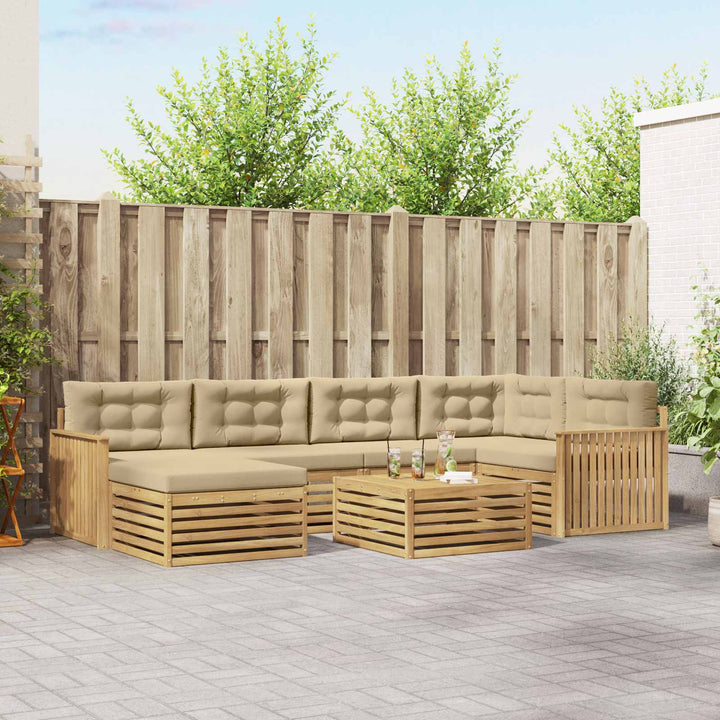 Udendørs sofagruppe med pude 7 pcs Hvid og Beige