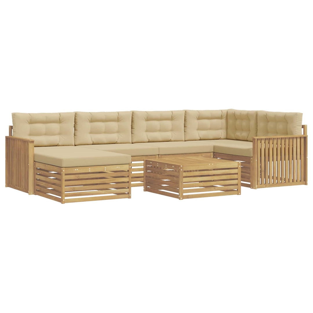 Udendørs sofagruppe med pude 7 pcs Hvid og Beige