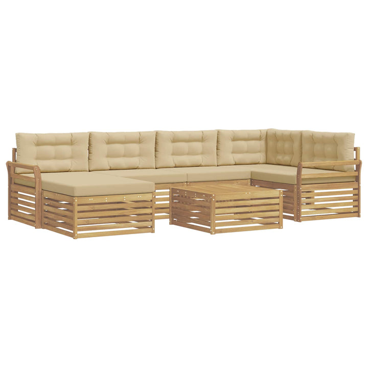 Udendørs sofagruppe med pude 7 pcs Hvid og Beige