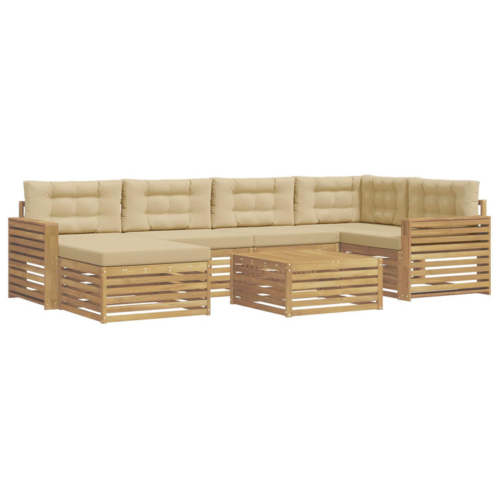 Udendørs sofagruppe med pude 7 pcs Hvid og Beige