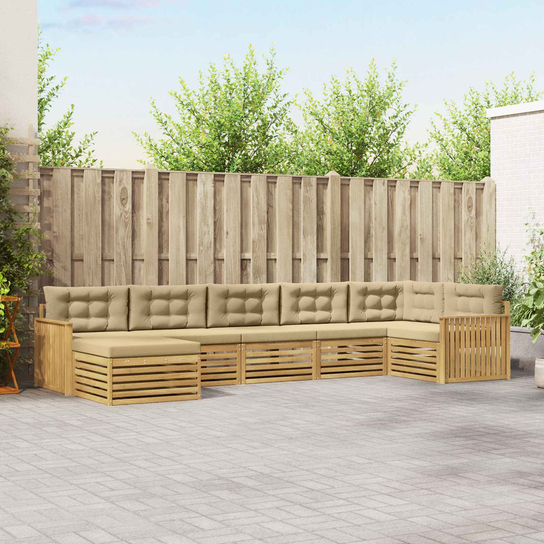 Udendørs sofagruppe med pude 7 pcs Hvid og Beige