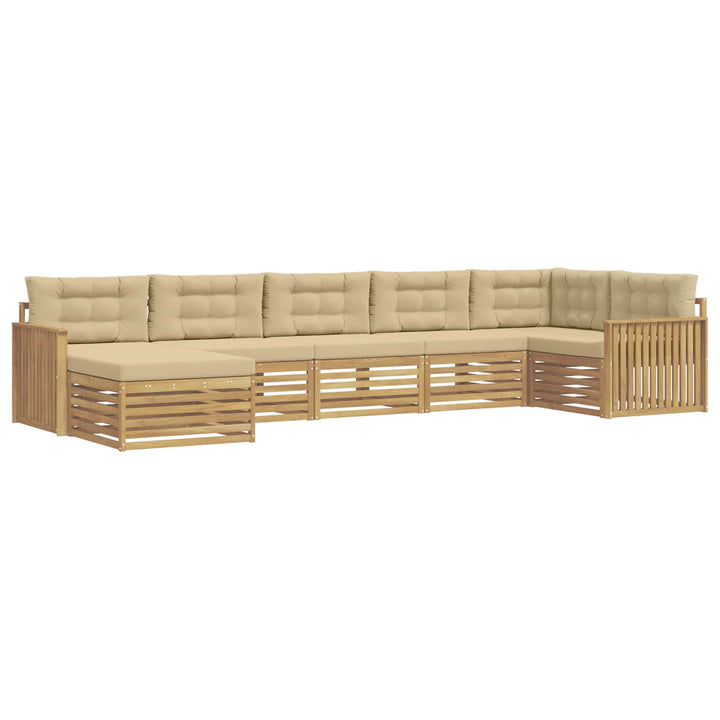 Udendørs sofagruppe med pude 7 pcs Hvid og Beige