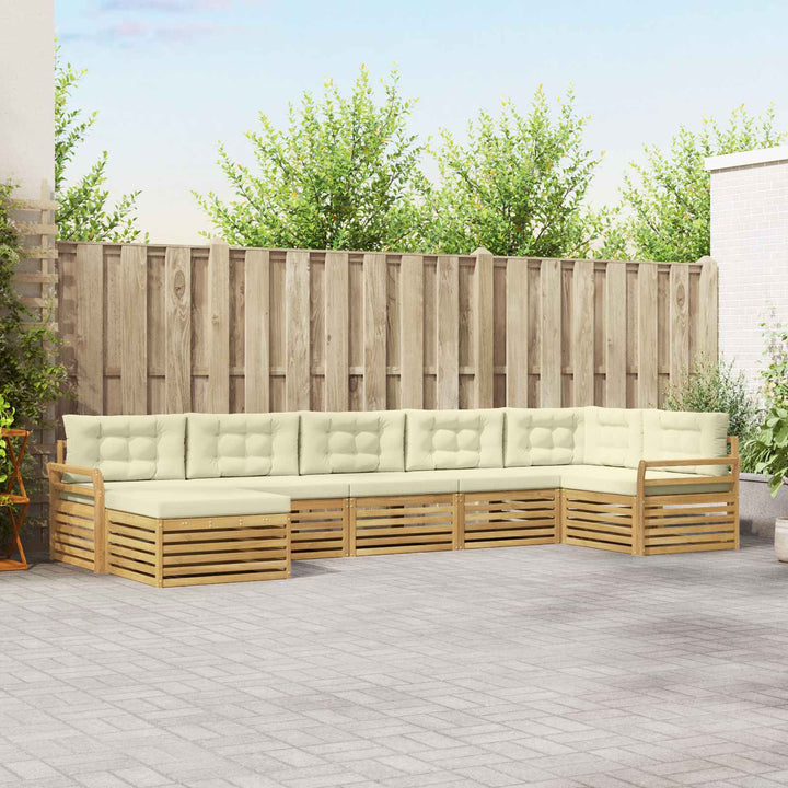 Udendørs sofagruppe med pude 7 pcs Hvid og cremefarvet