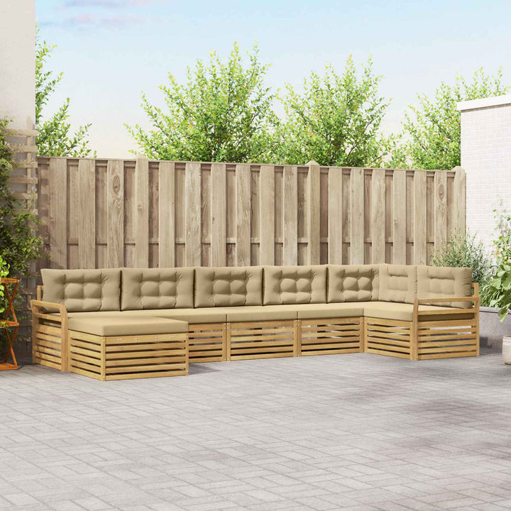 Udendørs sofagruppe med pude 7 pcs Hvid og Beige