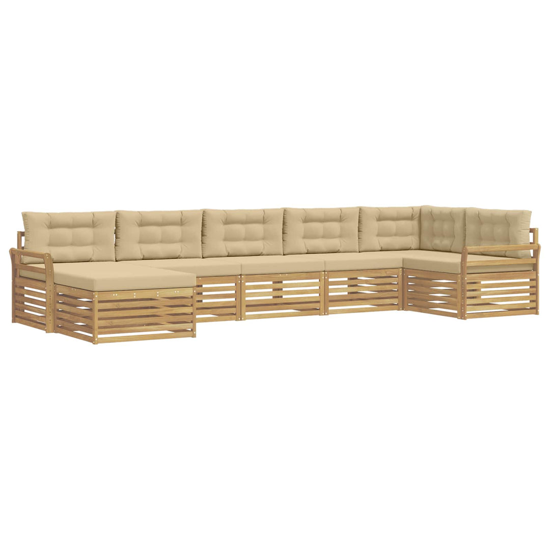 Udendørs sofagruppe med pude 7 pcs Hvid og Beige