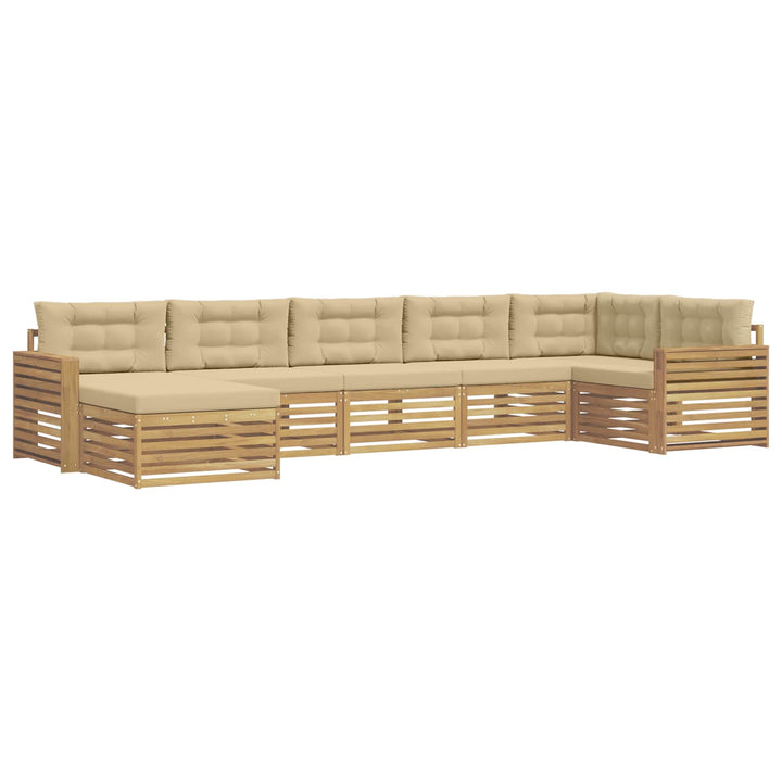 Udendørs sofagruppe med pude 7 pcs Hvid og Beige