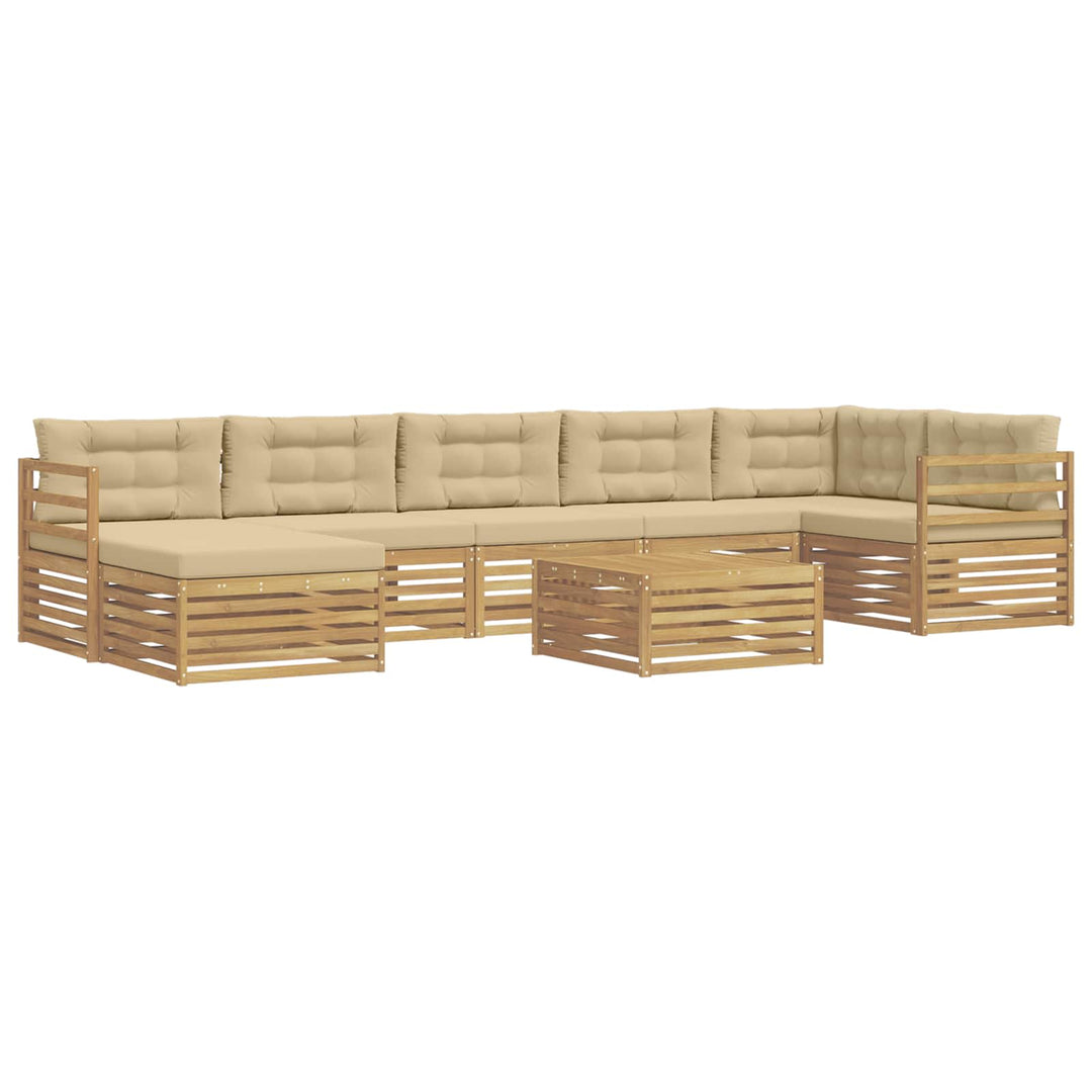 Udendørs sofagruppe med pude 8 pcs Hvid og Beige Polyester