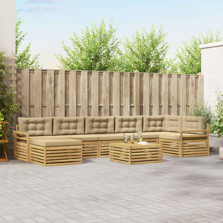 Udendørs sofagruppe med pude 8 pcs Hvid og Beige
