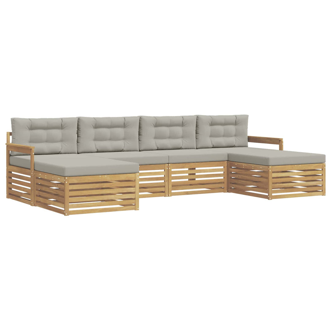 Sofasæt med pude 6 pcs Hvid og lysegrå Massivt Akacietræ