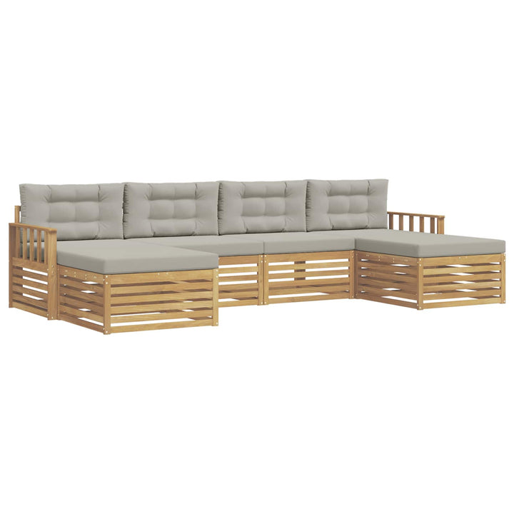Sofasæt med pude 6 pcs Hvid og lysegrå Massivt Akacietræ
