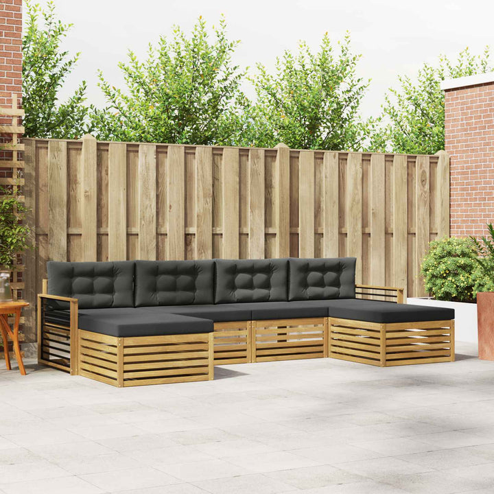 Sofasæt med pude 6 pcs Hvid og antracit Massivt Akacietræ
