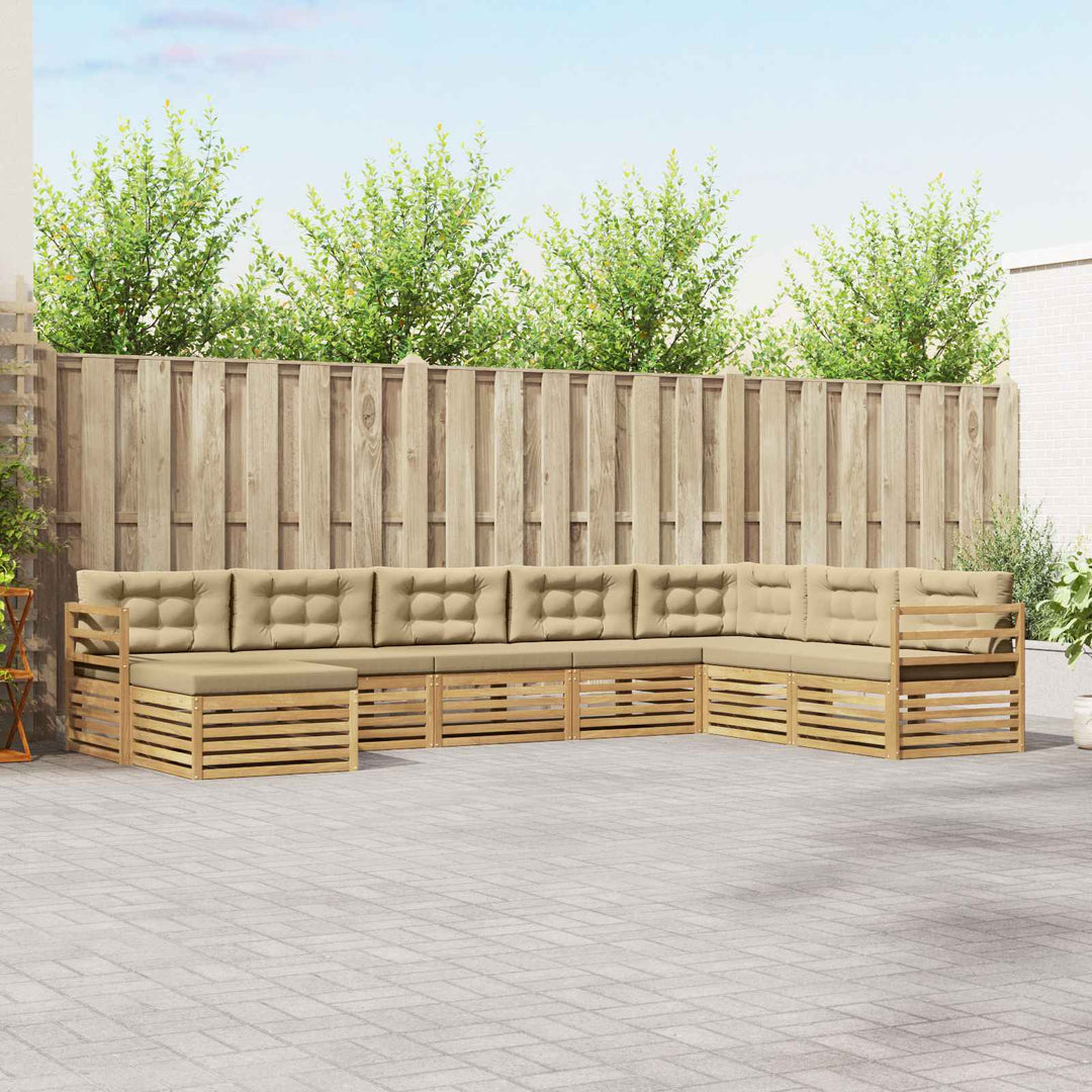 Udendørs sofagruppe 8 stk. Hvid og Beige Polyester