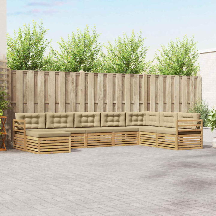 Udendørs sofagruppe 8 stk. Hvid og Beige Polyester