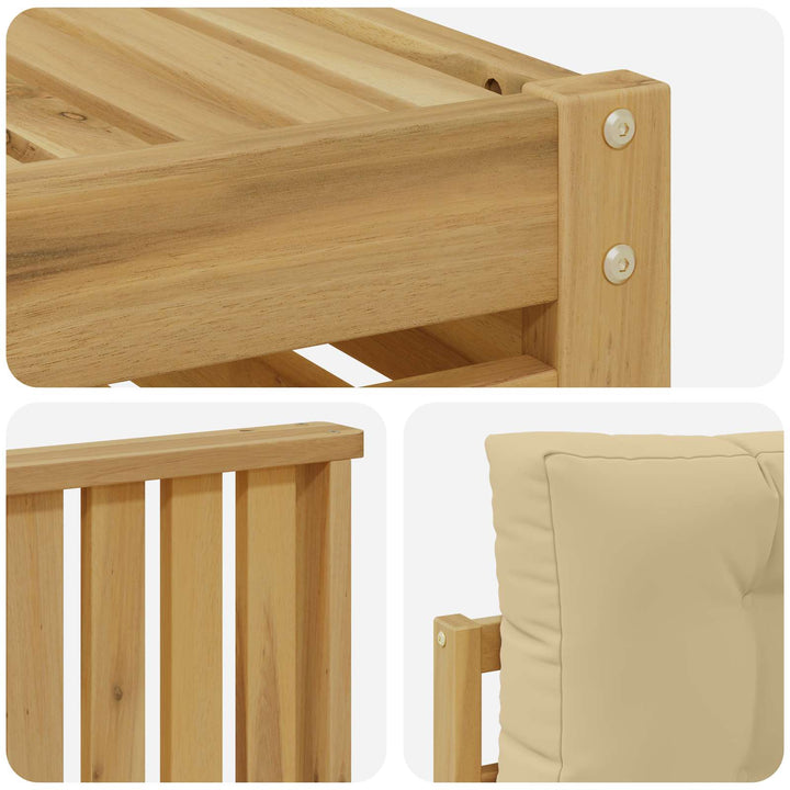 Udendørs sofagruppe 8 pcs Hvid og Beige Massivt Akacietræ