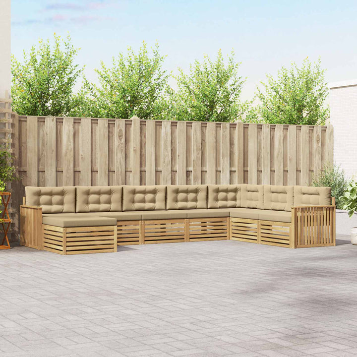 Udendørs sofagruppe 8 pcs Hvid og Beige Massivt Akacietræ