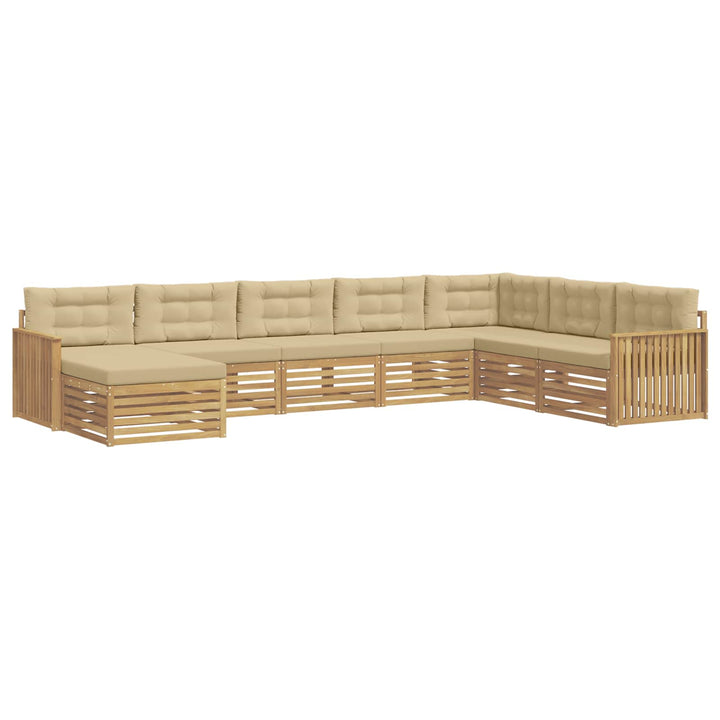 Udendørs sofagruppe 8 pcs Hvid og Beige Massivt Akacietræ