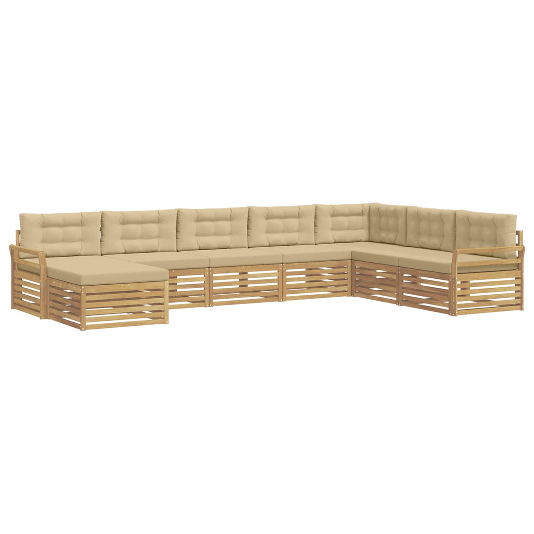 Udendørs sofagruppe 8 pcs Hvid og Beige Massivt Akacietræ