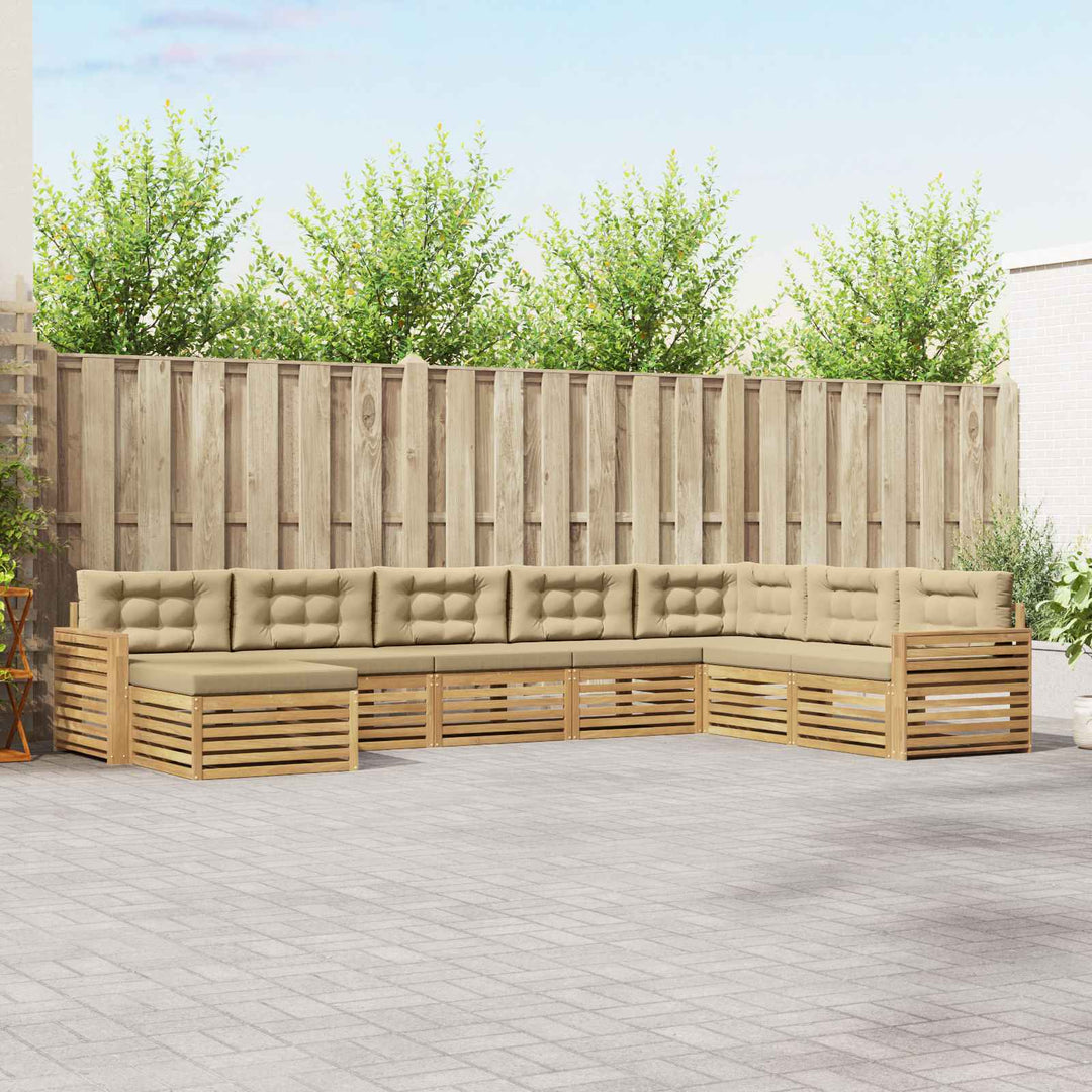 Udendørs sofagruppe 8 pcs Hvid og Beige Massivt Akacietræ