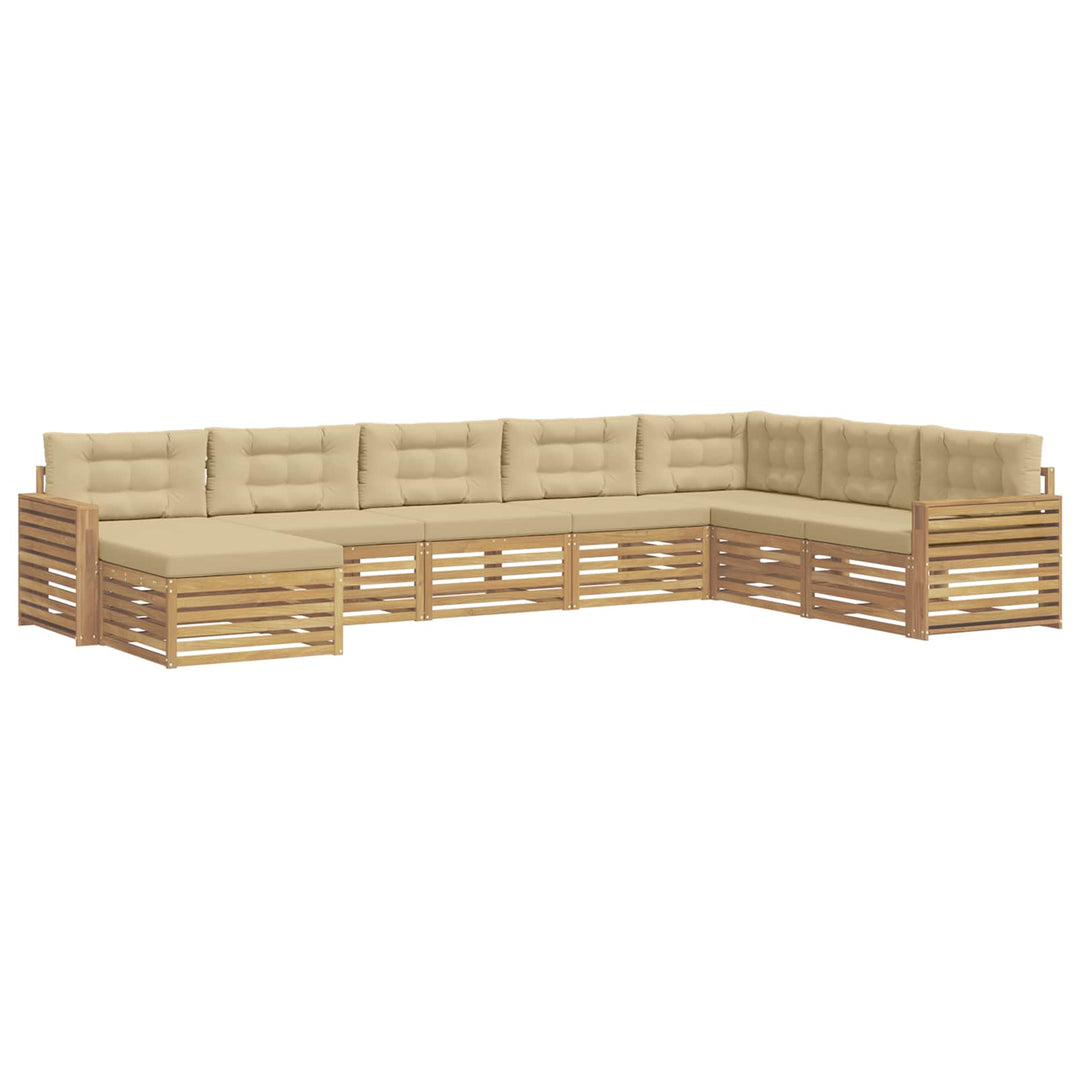 Udendørs sofagruppe 8 pcs Hvid og Beige Massivt Akacietræ