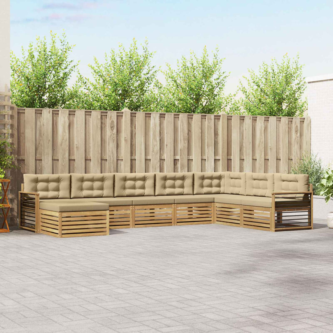 Udendørs sofagruppe med pude 8 pcs Hvid og Beige
