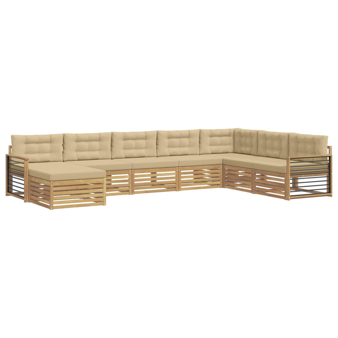 Udendørs sofagruppe med pude 8 pcs Hvid og Beige