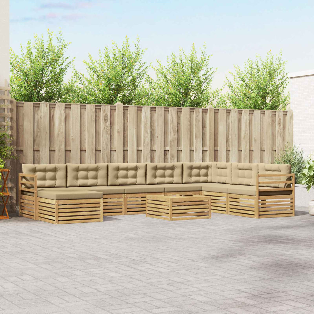 Udendørs sofagruppe 9 stk. Hvid og Beige Polyester