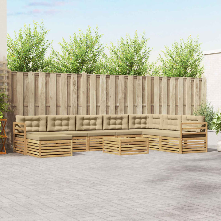 Udendørs sofagruppe 9 stk. Hvid og Beige Polyester