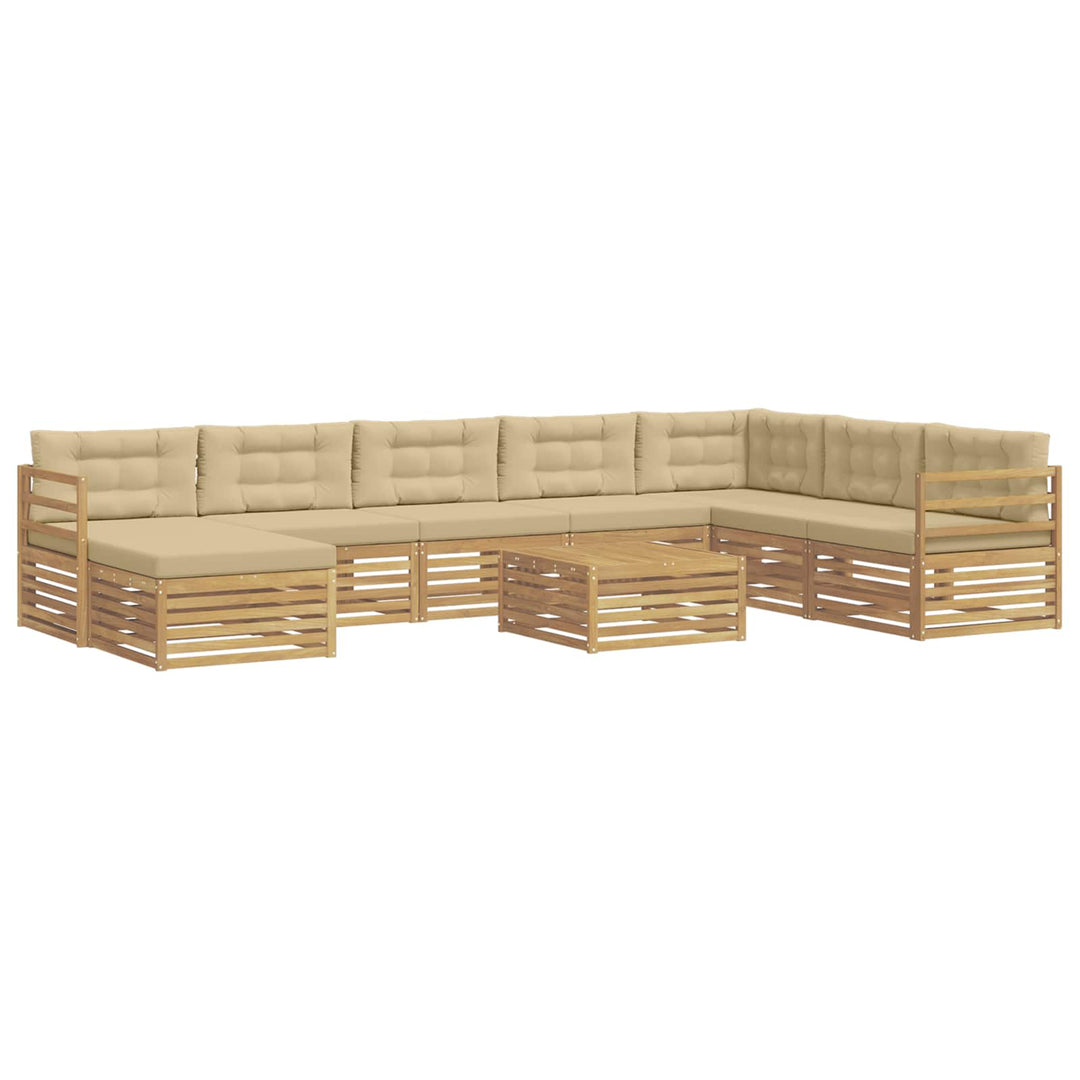 Udendørs sofagruppe 9 stk. Hvid og Beige Polyester