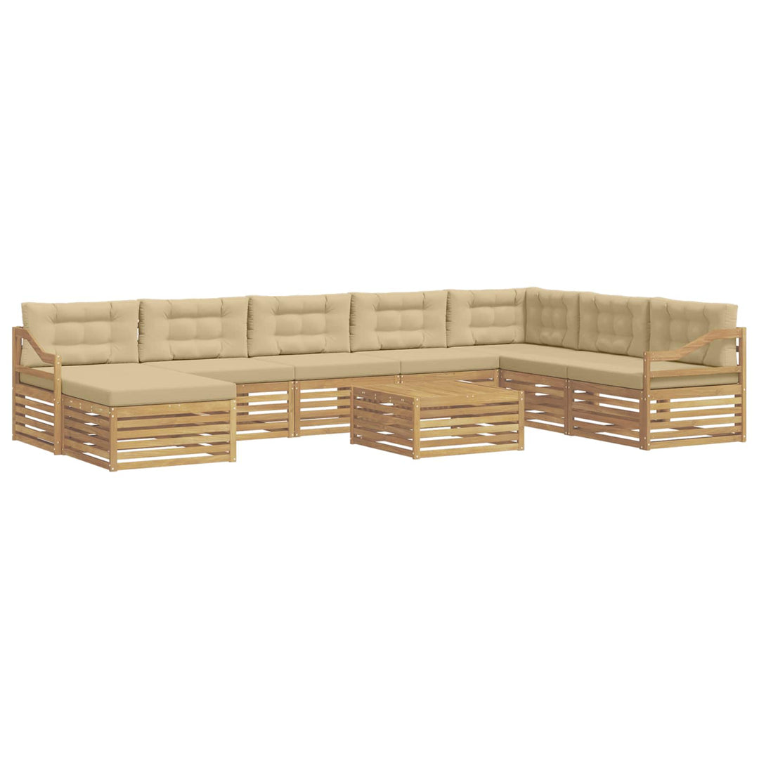 Udendørs sofagruppe 9 stk. Hvid og Beige Polyester