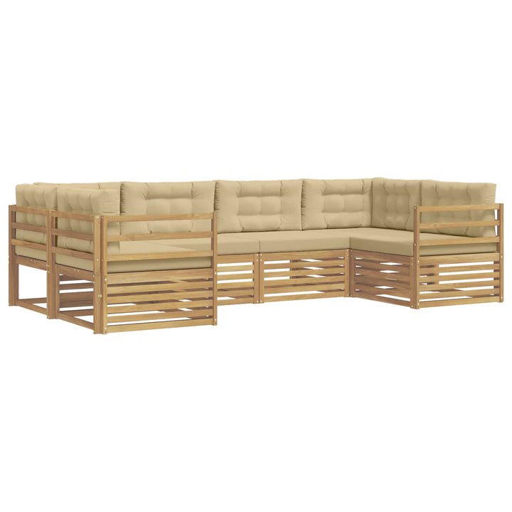 Udendørs sofagruppe 6 stk. Hvid og Beige Polyester