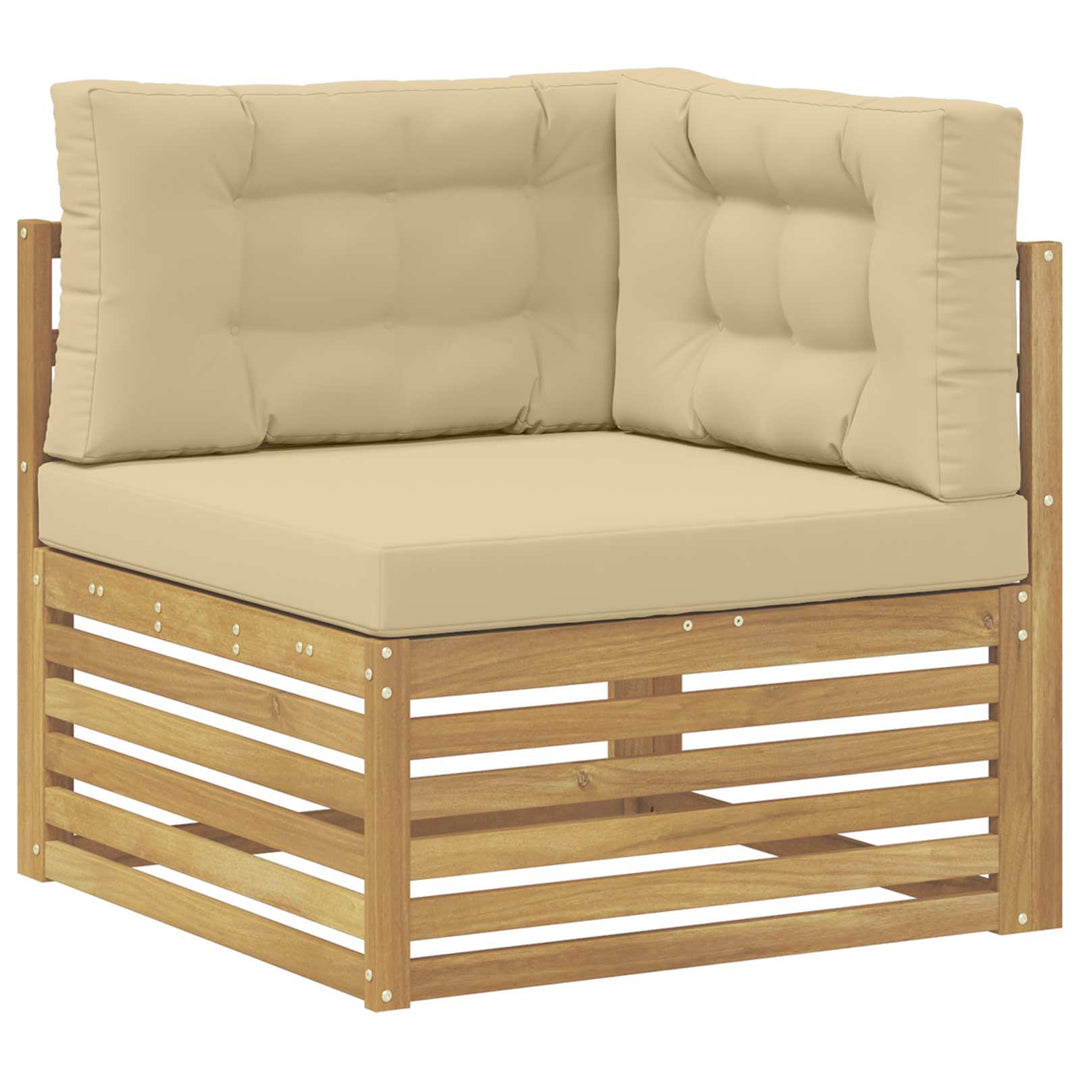 Udendørs sofagruppe 6 stk. Hvid og Beige Massivt Akacietræ