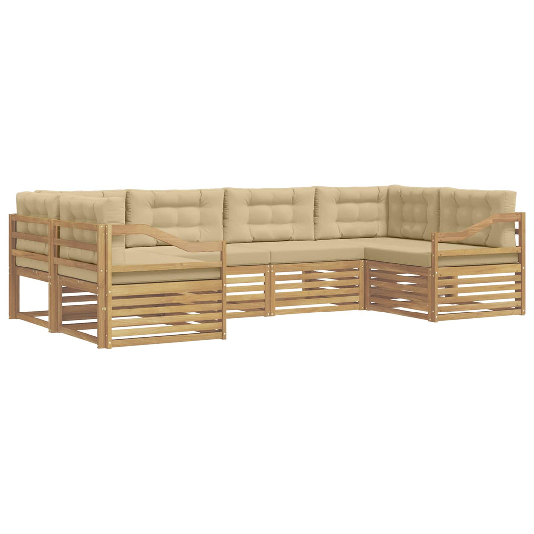 Udendørs sofagruppe 6 stk. Hvid og Beige Polyester