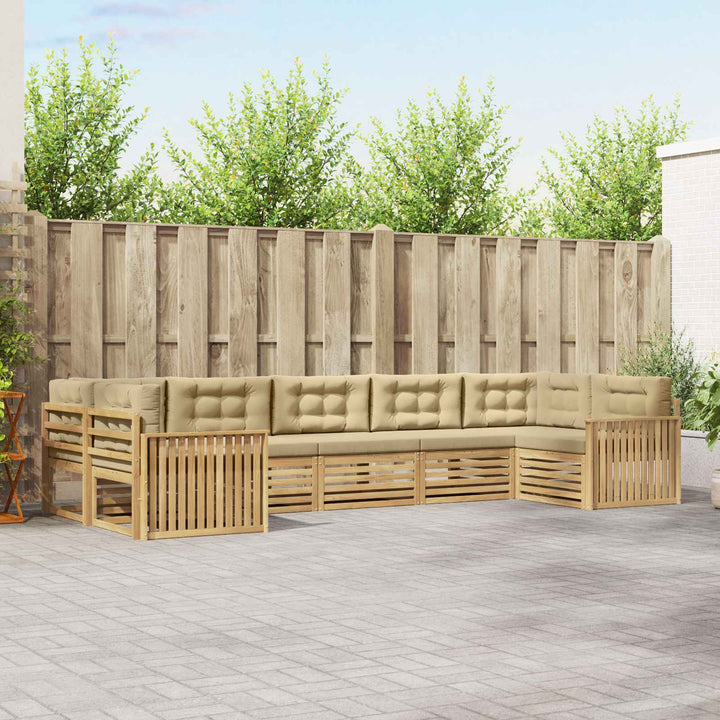 Udendørs sofagruppe 7 pcs Hvid og Beige Massivt Akacietræ