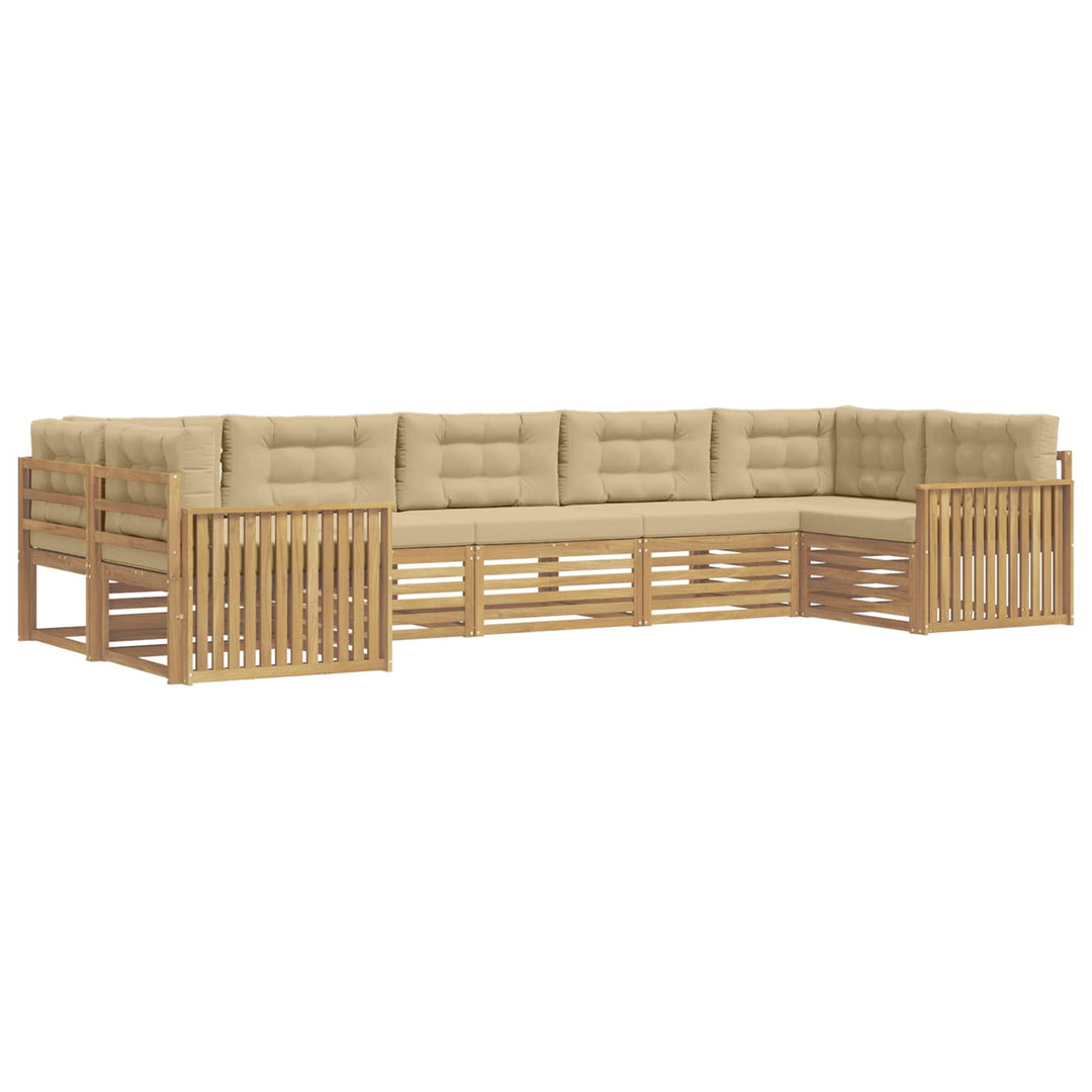 Udendørs sofagruppe 7 pcs Hvid og Beige Massivt Akacietræ