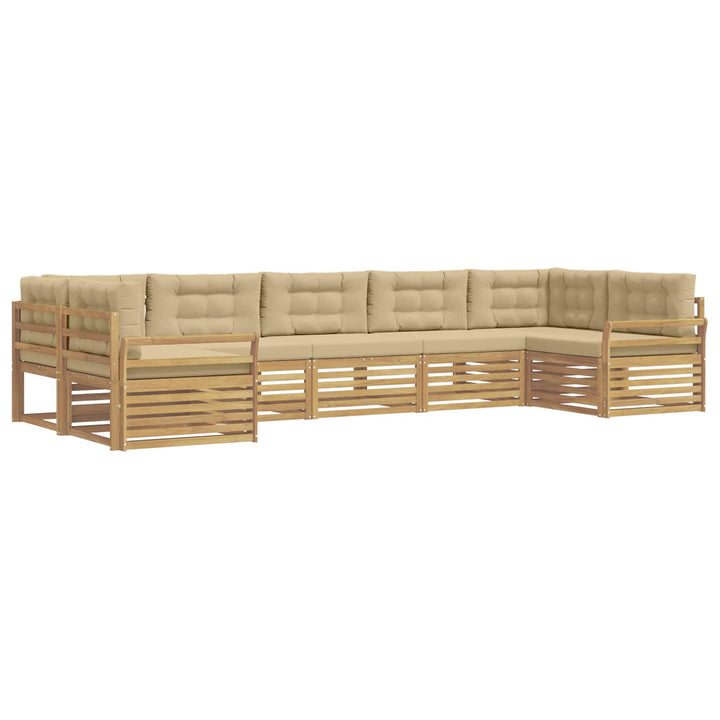Udendørs sofagruppe 7 pcs Hvid og Beige Massivt Akacietræ