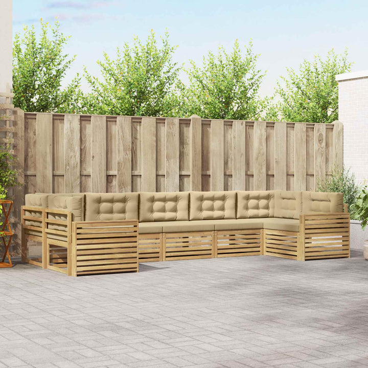 Udendørs sofagruppe 7 pcs Hvid og Beige Massivt Akacietræ