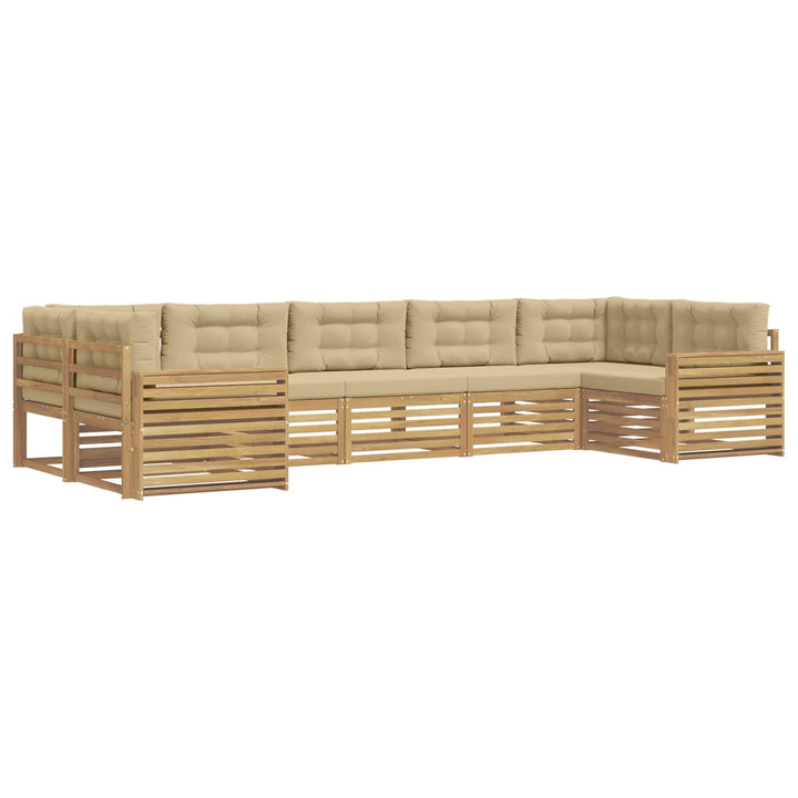 Udendørs sofagruppe 7 pcs Hvid og Beige Massivt Akacietræ