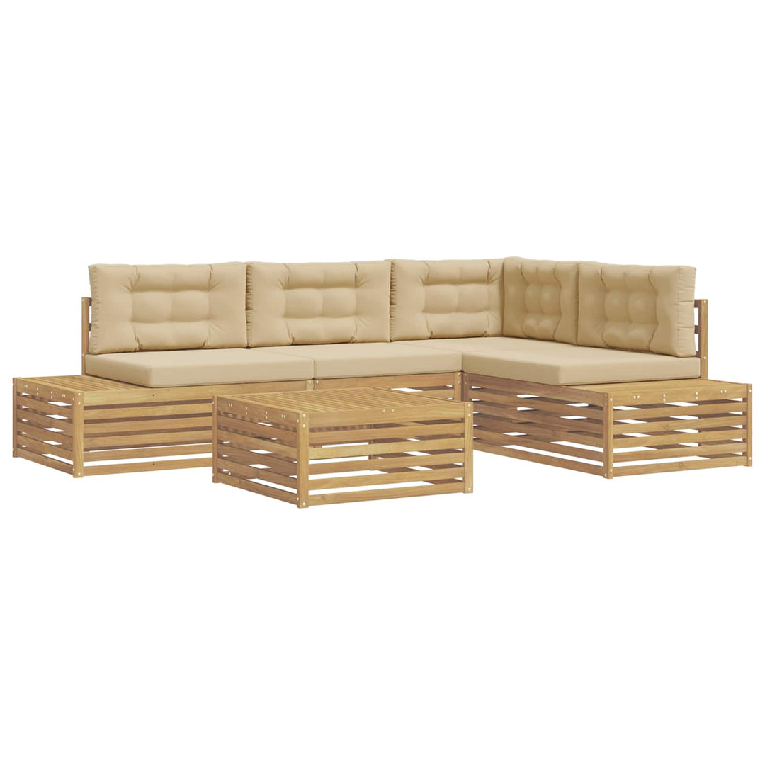 6 stk. Udendørs sofagruppe Polyester Hvid
