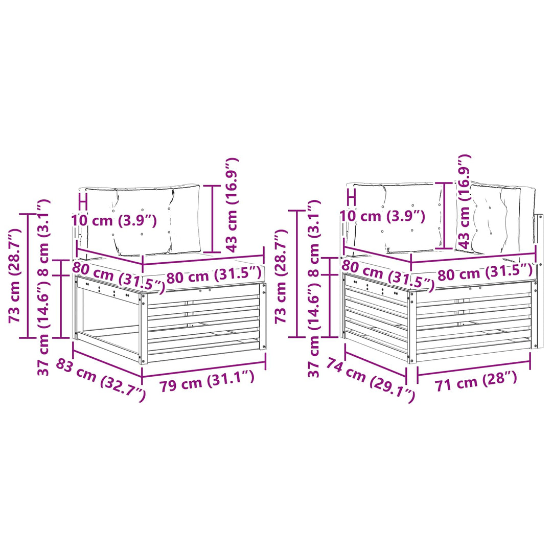 Udendørs sofagruppe 9 stk. Hvid og Beige Massivt Akacietræ