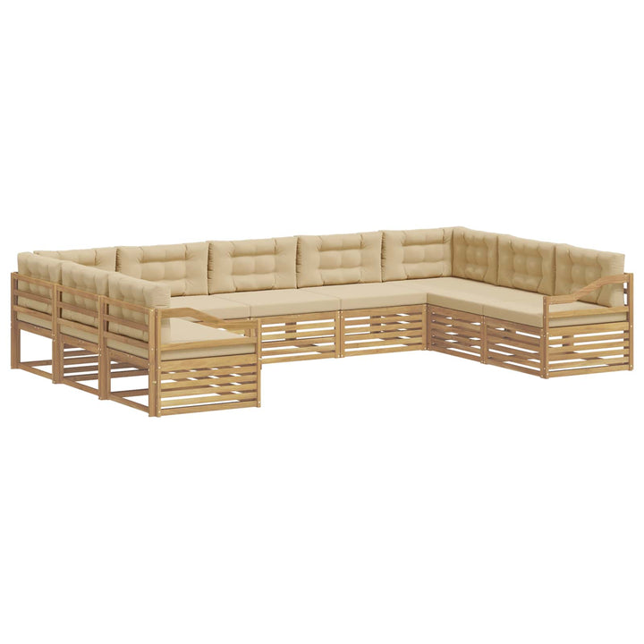 Udendørs sofagruppe 9 pcs Hvid og Beige 404 x 245,5 x 73 cm
