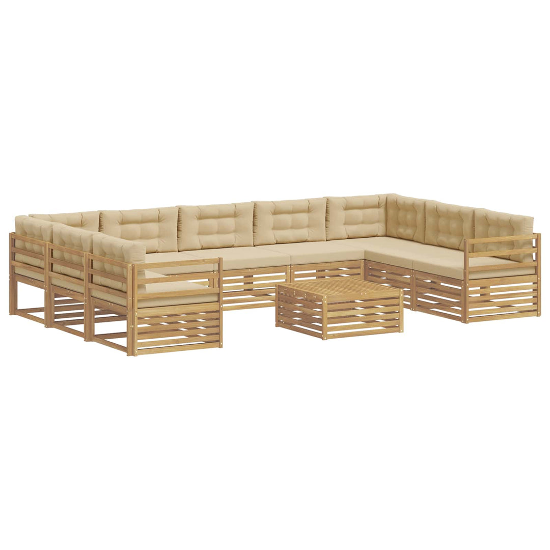Udendørs sofagruppe 10 stk. Hvid og Beige Polyester