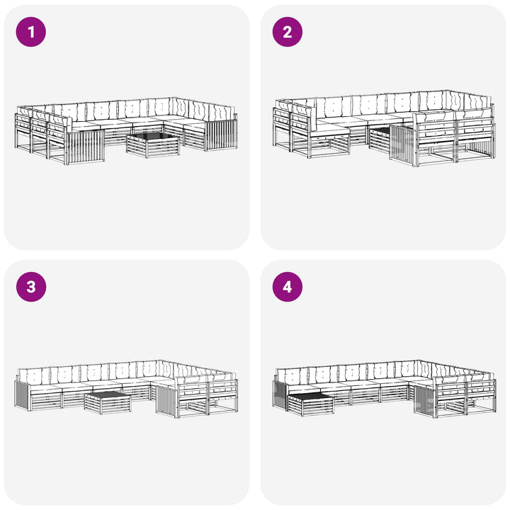 Udendørs sofagruppe 10 pcs Hvid og cremefarvet